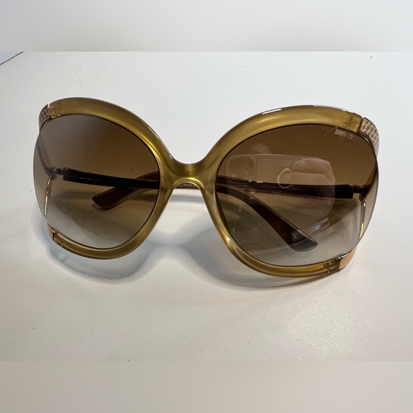 Jimmy Choo Beatrix/S Oversized Plastic Frame Goldtone Glamorous Sunglasses - Picture 2 of 8